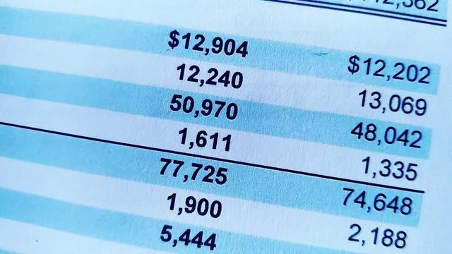 Expenditure and revenue, profit statistics in Finance statement report pf balance sheet of company. Analyzing money balance.