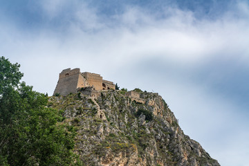 Fototapeta na wymiar Hilltop fortress of Palamidi above the city of Nafplio in Greece