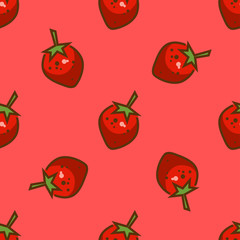 Bright colorful strawberry seamless pattern. Vector illustration.