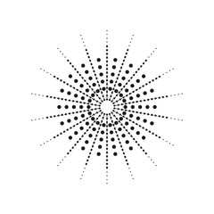 Linear drawing of rays of the sun in vintage style