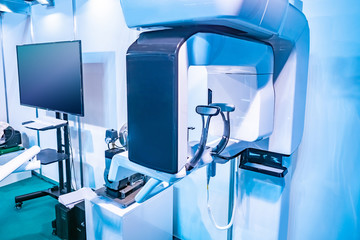 Dental digital tomography. X-ray teeth. Creating a panoramic picture of the teeth. Professional dental diagnostics. Cephalometric scan. Orthopantomography.
