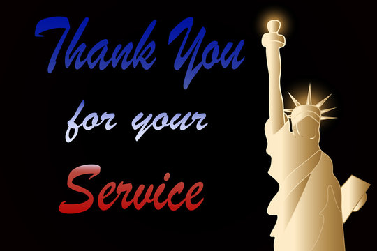 Thank you for your service tkank you card with Statue of Liberty - Powered by Adobe