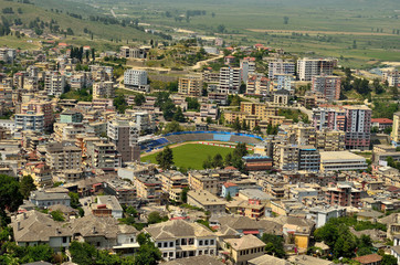 Fototapeta na wymiar Barrio de Tirana, Albania visto desde arriba el cerro