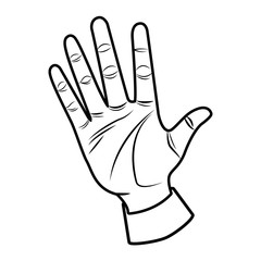 hand gesture icon cartoon isolated black and white