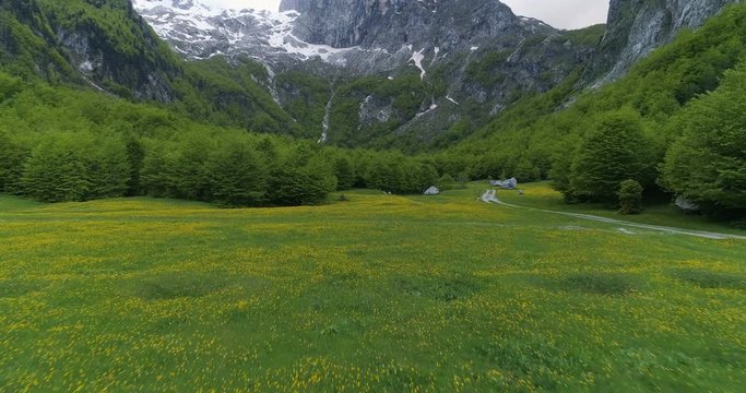 aerial view of Grebaje valley Prokletije Mountains