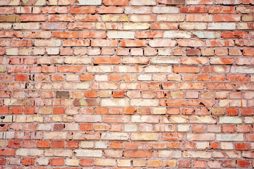 Texture of urban old bricks walls, stone structure closeup background