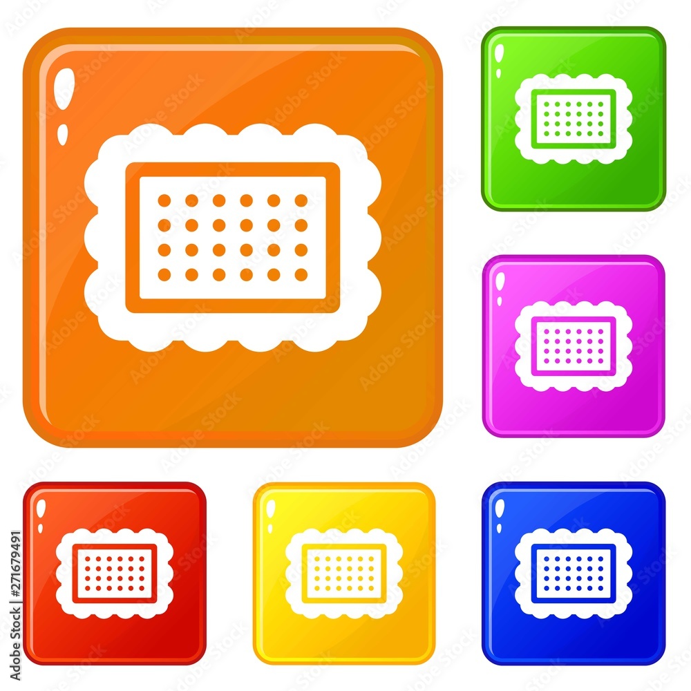 Poster cookie icons set collection vector 6 color isolated on white background
