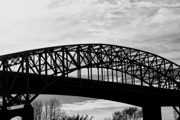 Black and White Silhouette of Arch Bridge
