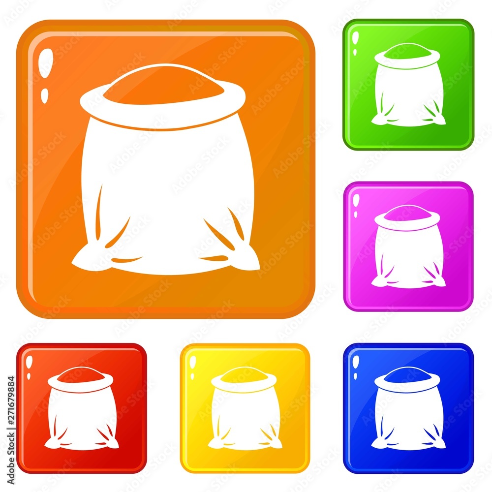 Poster sack full of flour icons set collection vector 6 color isolated on white background