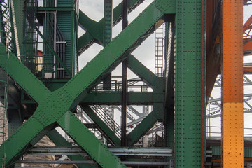 Detail of Lift Bridger Tower in Front of Arch Bridge