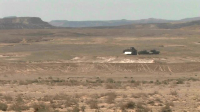 Idf Army Engineering vehicles in the hot desert Desert, Israel