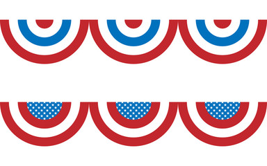 Round bunting decoration, for USA Independence day celebration. Vector illustration