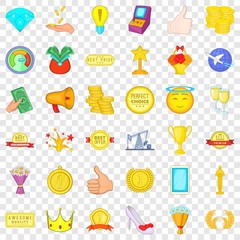 Gemstone icons set. Cartoon style of 36 gemstone vector icons for web for any design