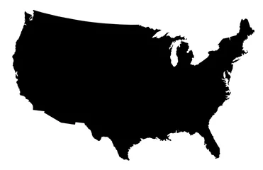 Fotobehang USA Map Black Silhouette © Al