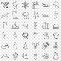 Cold icons set. Outline style of 36 cold vector icons for web for any design