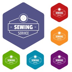 Obraz premium Sewing service icons vector colorful hexahedron set collection isolated on white 