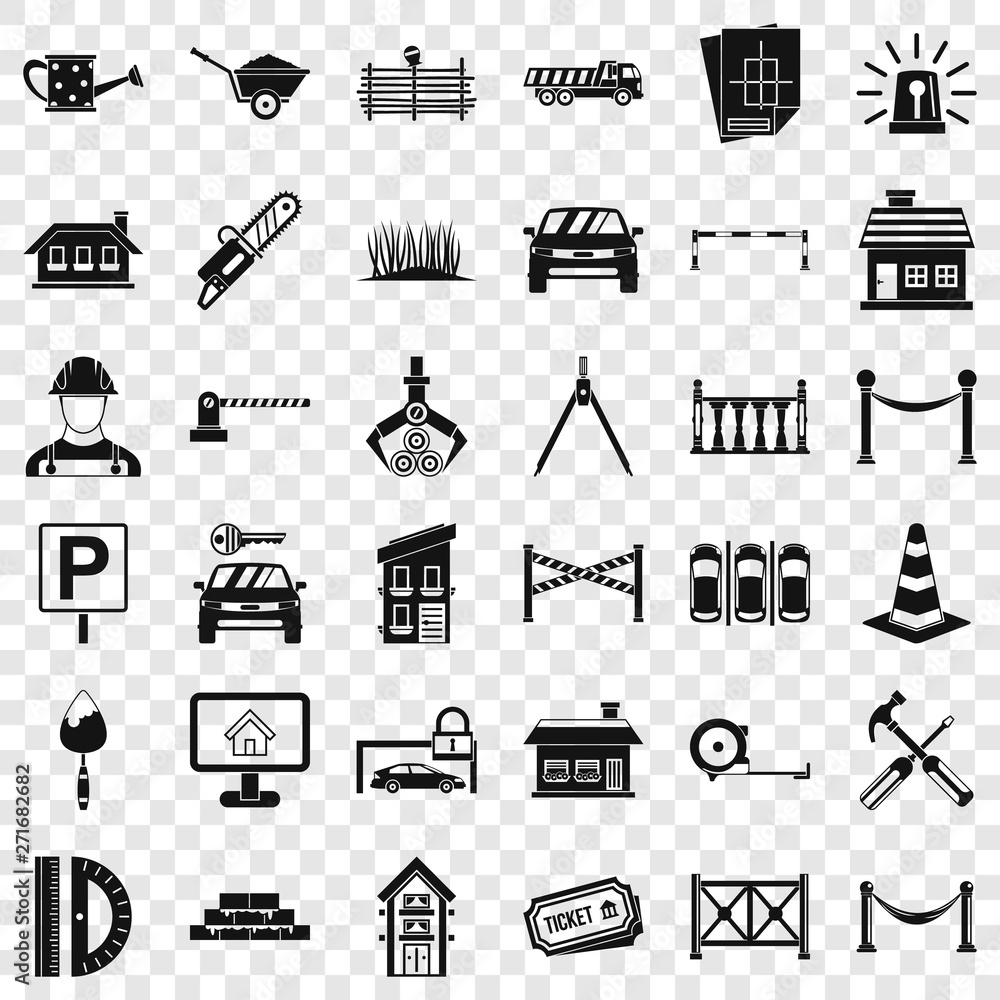 Poster equipment icons set. simple style of 36 equipment vector icons for web for any design