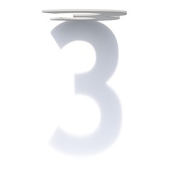 Vertical drop shadow number 3 THREE 3D