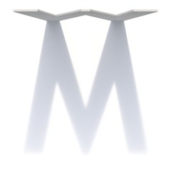 Vertical drop shadow font Letter M 3D