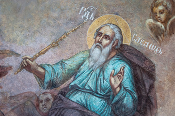 Naklejka premium Fragment of the mural painting of Jahve Sabaoth or Heavenly Host