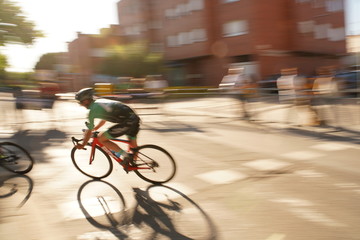 Bike racing in movement. Barcelona Catalonia, Spain