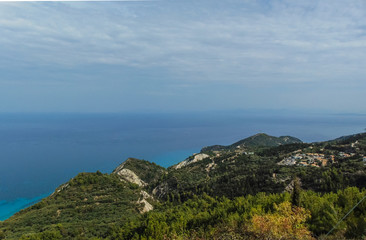 Fototapeta na wymiar View of the rocky shores of Lefkada.