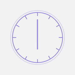 Vector Illustration. Europe And American Time. Analog Wall Clock With 6:00 pm. or 18:00 The Gray and blue Dial Without Numbers Shedule For Business Or Education