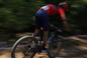 Bike racing in movement. Barcelona Catalonia, Spain