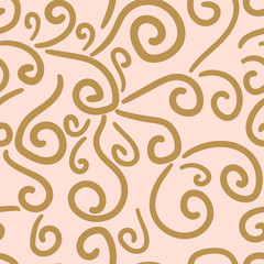 Abstract hand drawn doodle thin line wavy seamless pattern. Curly linear messy background. Vector illustration.  