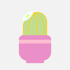 Fototapeta premium cactus with flower houseplant isolated icon. Pink pot