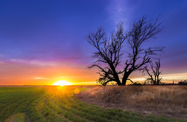 Fototapeta na wymiar Ellis County, KS USA - A spectacular sunset over Western Kansas