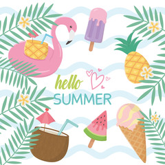 summer holiday poster set icons