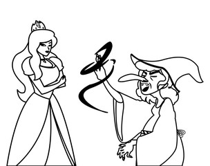 beautiful princess with witch of tales characters