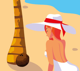 woman with swimsuit in the beach