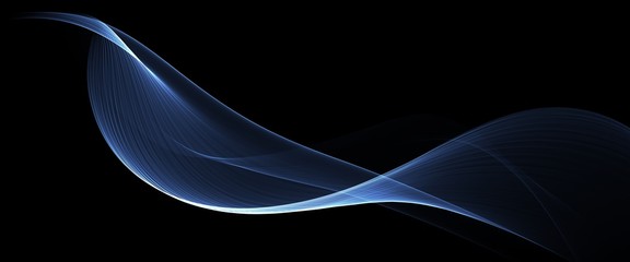 Abstract neon blue flow wave background