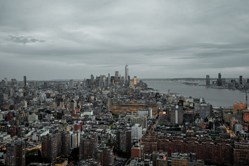 Naklejka premium New York skyline view from above the city. Night lights 