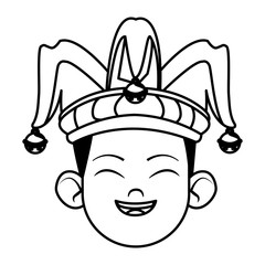 boy wearing jester hat avatar black and white