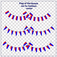Bright set with flags Russia for holidays. Vector illustration.
