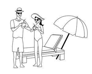 People enjoying summer time in black and white