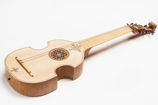 Viola da mano of the 16th century. Over white....