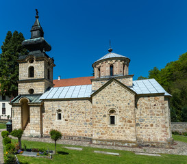 Fototapeta na wymiar Loznica, Serbia - April 21, 2019: The Tronosa Monastery (serbian: Manastir Tronoša) is a Serbian Orthodox monastery to the 14th Century, one of the oldest Orthodox Serbian sites. 
