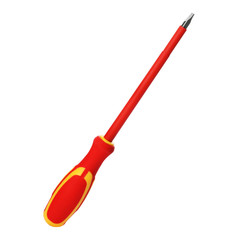 New screwdriver on white background. Professional construction tool