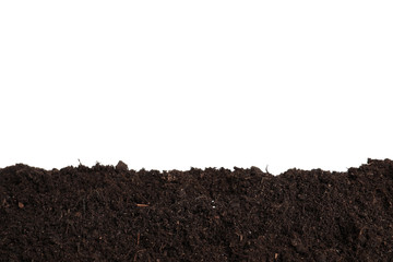 Layer of fresh soil isolated on white. Gardening time