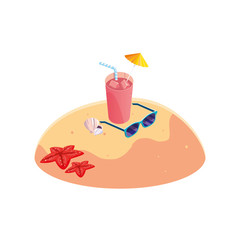 summer sand beach with cocktail scene