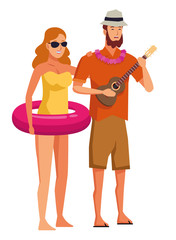 Young couple enjoying summer cartoons