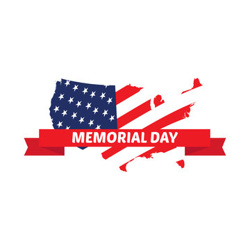 Memorial day banner with a map of United statess - Vector