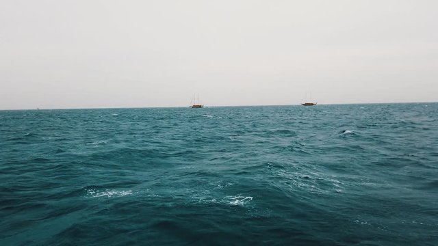 Yacht sailing on opened sea. Sailing boat. Yachting video. Sailing video. Yachting at windy day. Yacht. Sailboat.
