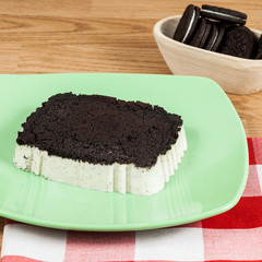 Tasty dessert of milk made with black cookies