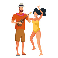 Young couple enjoying summer cartoons