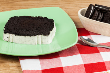 Tasty dessert of milk made with black cookies